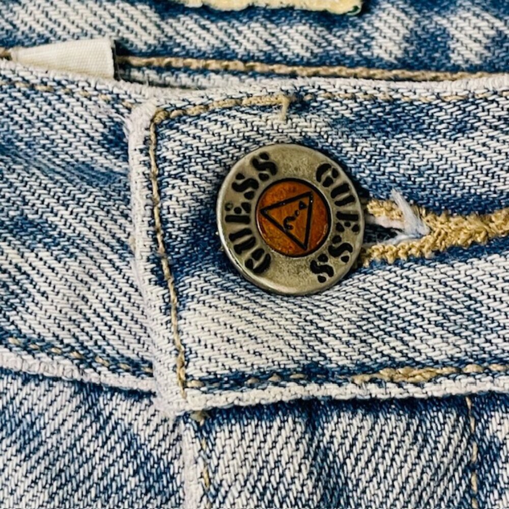 Guess Vintage Triangle Patch Light Wash Denim Jeans Straight Leg 39/40 - Picture 4 of 13